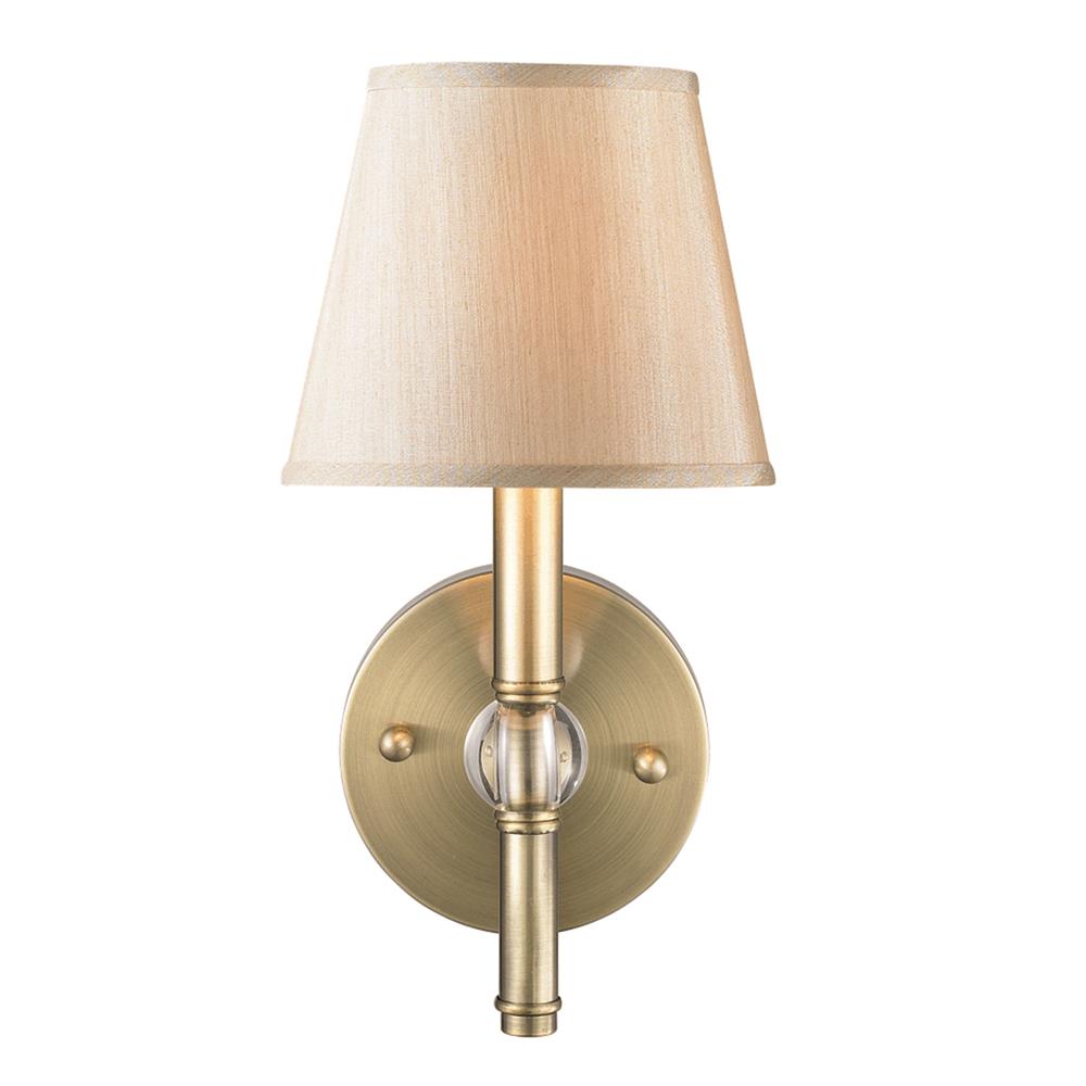Golden Lighting 3500-1W AB-PMT Waverly Sconce in the Antique Brass finish with Parchment shade